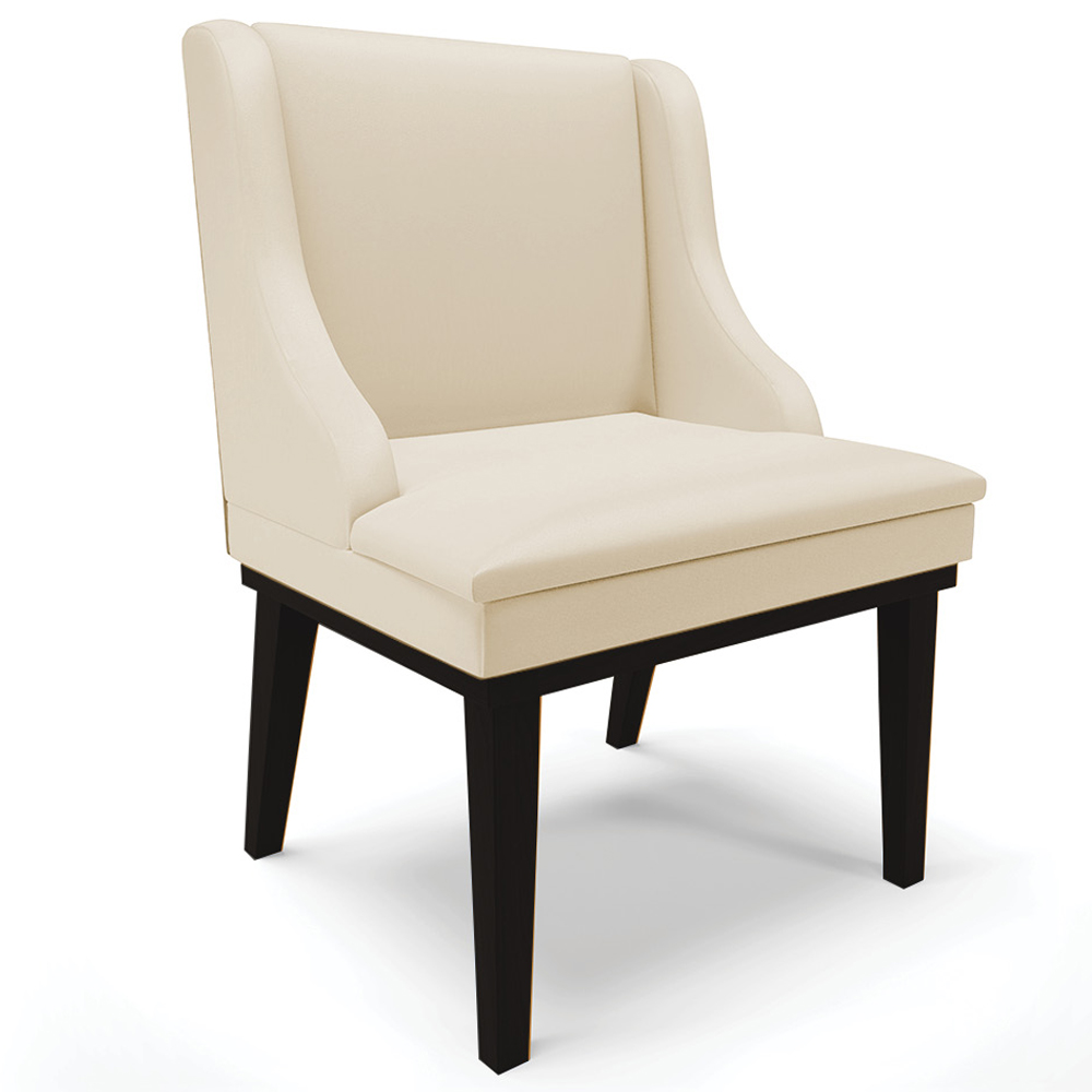 Kit 4 Cadeiras Decorativas Sala de Jantar Base Fixa de Madeira Firenze PU Bege/Preto G19 - Gran Belo