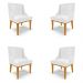 Kit 4 Cadeiras Decorativas Sala de Jantar Base Fixa de Madeira Firenze PU Branco Brilho/Castanho G19 - Gran Belo