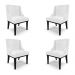 Kit 4 Cadeiras Decorativas Sala de Jantar Base Fixa de Madeira Firenze PU Branco Brilho/Preto G19 - Gran Belo