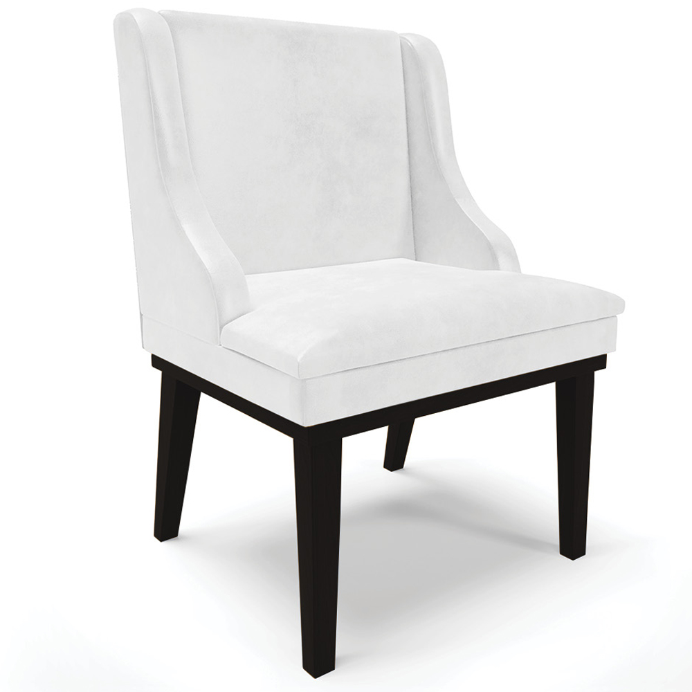 Kit 4 Cadeiras Decorativas Sala de Jantar Base Fixa de Madeira Firenze PU Branco Brilho/Preto G19 - Gran Belo