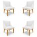 Kit 4 Cadeiras Decorativas Sala de Jantar Base Fixa de Madeira Firenze PU Branco Fosco/Castanho G19 - Gran Belo