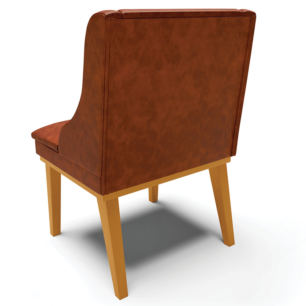 Kit 4 Cadeiras Decorativas Sala de Jantar Base Fixa de Madeira Firenze PU Nozes/Castanho G19 - Gran Belo
