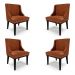 Kit 4 Cadeiras Decorativas Sala de Jantar Base Fixa de Madeira Firenze PU Nozes/Preto G19 - Gran Belo