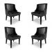 Kit 4 Cadeiras Decorativas Sala de Jantar Base Fixa de Madeira Firenze PU Preto Brilho G19 - Gran Belo