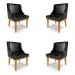 Kit 4 Cadeiras Decorativas Sala de Jantar Base Fixa de Madeira Firenze PU Preto Brilho/Castanho G19 - Gran Belo
