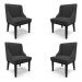 Kit 4 Cadeiras Decorativas Sala de Jantar Base Fixa de Madeira Firenze PU Preto Fosco G19 - Gran Belo