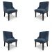 Kit 4 Cadeiras Decorativas Sala de Jantar Base Fixa de Madeira Firenze Suede Azul Marinho/Preto G19 - Gran Belo
