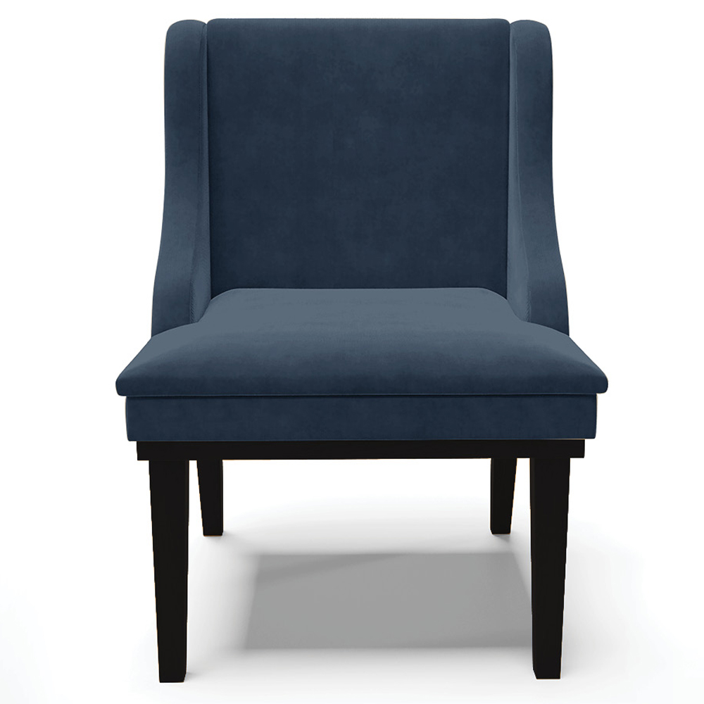 Kit 4 Cadeiras Decorativas Sala de Jantar Base Fixa de Madeira Firenze Suede Azul Marinho/Preto G19 - Gran Belo