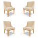 Kit 4 Cadeiras Decorativas Sala de Jantar Base Fixa de Madeira Firenze Suede Bege/Castanho G19 - Gran Belo