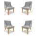 Kit 4 Cadeiras Decorativas Sala de Jantar Base Fixa de Madeira Firenze Suede Cinza/Castanho G19 - Gran Belo