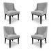Kit 4 Cadeiras Decorativas Sala de Jantar Base Fixa de Madeira Firenze Suede Cinza/Preto G19 - Gran Belo