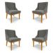 Kit 4 Cadeiras Decorativas Sala de Jantar Base Fixa de Madeira Firenze Suede Grafite/Castanho G19 - Gran Belo