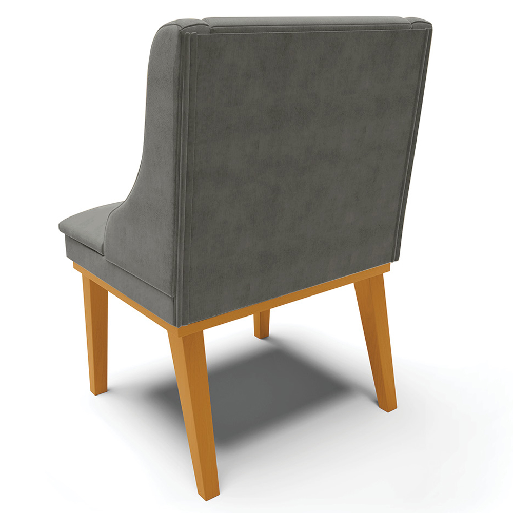 Kit 4 Cadeiras Decorativas Sala de Jantar Base Fixa de Madeira Firenze Suede Grafite/Castanho G19 - Gran Belo