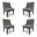 Kit 4 Cadeiras Decorativas Sala de Jantar Base Fixa de Madeira Firenze Suede Grafite/Preto G19 - Gran Belo