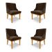 Kit 4 Cadeiras Decorativas Sala de Jantar Base Fixa de Madeira Firenze Suede Marrom/Castanho G19 - Gran Belo