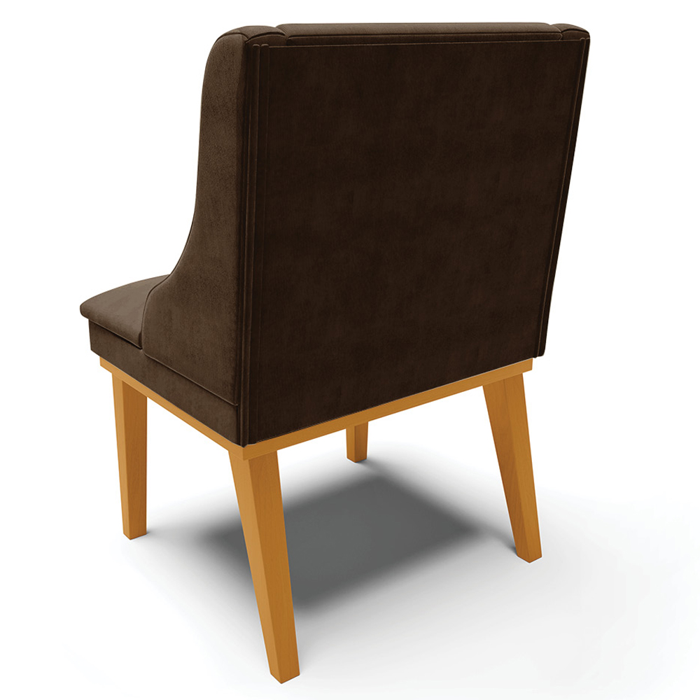 Kit 4 Cadeiras Decorativas Sala de Jantar Base Fixa de Madeira Firenze Suede Marrom/Castanho G19 - Gran Belo