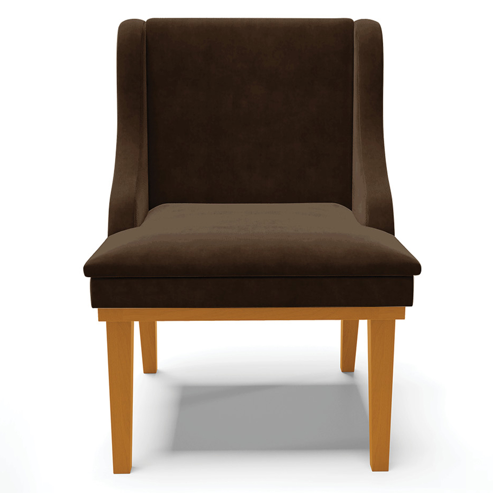 Kit 4 Cadeiras Decorativas Sala de Jantar Base Fixa de Madeira Firenze Suede Marrom/Castanho G19 - Gran Belo