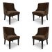 Kit 4 Cadeiras Decorativas Sala de Jantar Base Fixa de Madeira Firenze Suede Marrom/Preto G19 - Gran Belo