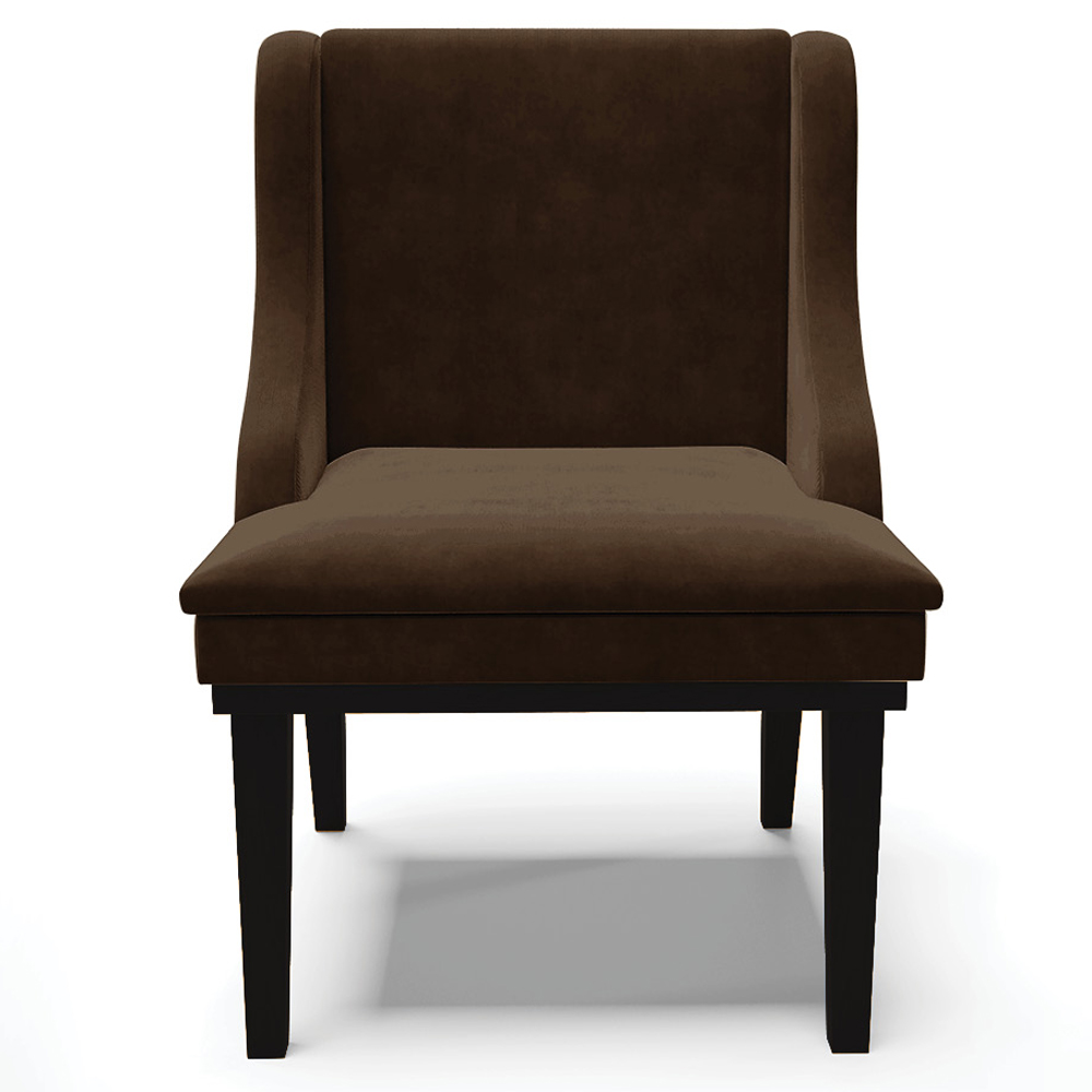 Kit 4 Cadeiras Decorativas Sala de Jantar Base Fixa de Madeira Firenze Suede Marrom/Preto G19 - Gran Belo