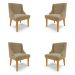 Kit 4 Cadeiras Decorativas Sala de Jantar Base Fixa de Madeira Firenze Suede Nude/Castanho G19 - Gran Belo