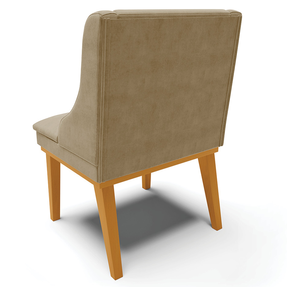 Kit 4 Cadeiras Decorativas Sala de Jantar Base Fixa de Madeira Firenze Suede Nude/Castanho G19 - Gran Belo