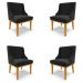 Kit 4 Cadeiras Decorativas Sala de Jantar Base Fixa de Madeira Firenze Suede Preto/Castanho G19 - Gran Belo