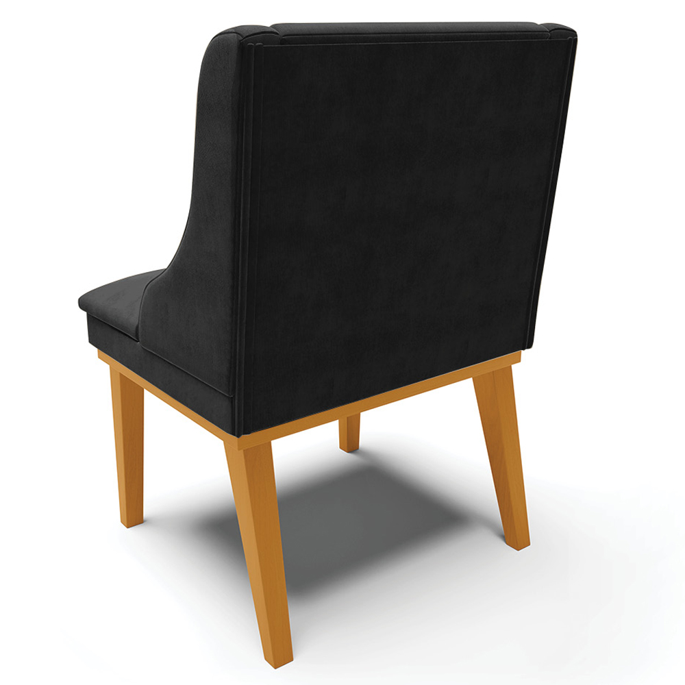 Kit 4 Cadeiras Decorativas Sala de Jantar Base Fixa de Madeira Firenze Suede Preto/Castanho G19 - Gran Belo
