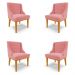 Kit 4 Cadeiras Decorativas Sala de Jantar Base Fixa de Madeira Firenze Suede Rose/Castanho G19 - Gran Belo