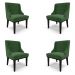 Kit 4 Cadeiras Decorativas Sala de Jantar Base Fixa de Madeira Firenze Suede Verde Esmeralda/Preto G19 - Gran Belo