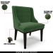 Kit 4 Cadeiras Decorativas Sala de Jantar Base Fixa de Madeira Firenze Suede Verde Esmeralda/Preto G19 - Gran Belo