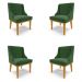 Kit 4 Cadeiras Decorativas Sala de Jantar Base Fixa de Madeira Firenze Suede Verde/Castanho G19 - Gran Belo