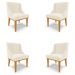 Kit 4 Cadeiras Decorativas Sala de Jantar Base Fixa de Madeira Firenze Veludo Bege/Castanho G19 - Gran Belo