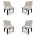 Kit 4 Cadeiras Decorativas Sala de Jantar Base Fixa de Madeira Firenze Veludo Cinza/Preto G19 - Gran Belo