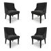 Kit 4 Cadeiras Decorativas Sala de Jantar Base Fixa de Madeira Firenze Veludo Preto G19 - Gran Belo