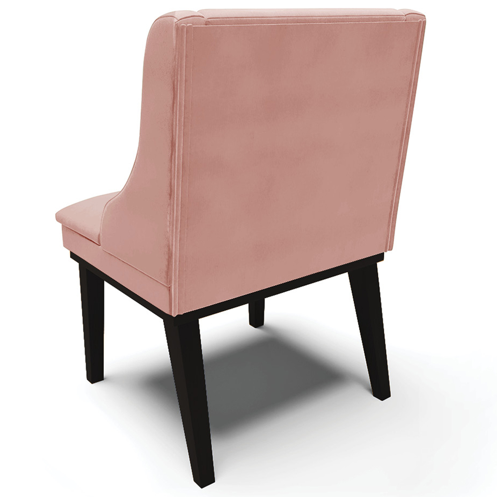 Kit 4 Cadeiras Decorativas Sala de Jantar Base Fixa de Madeira Firenze Veludo Rosê/Preto G19 - Gran Belo