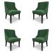 Kit 4 Cadeiras Decorativas Sala de Jantar Base Fixa de Madeira Firenze Veludo Verde/Preto G19 - Gran Belo