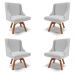 Kit 4 Cadeiras Decorativas Sala de Jantar Base Giratória de Madeira Firenze Linho Cinza/Natural G19 - Gran Belo