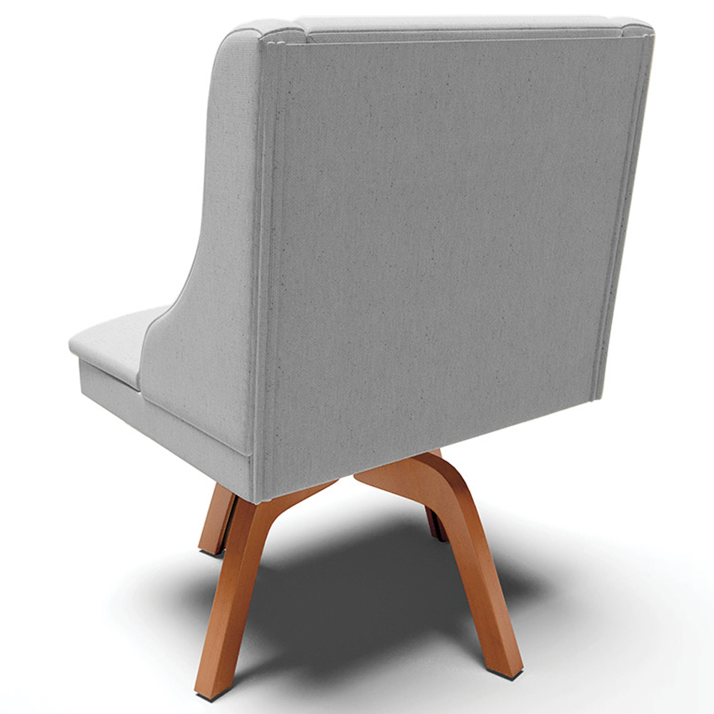Kit 4 Cadeiras Decorativas Sala de Jantar Base Giratória de Madeira Firenze Linho Cinza/Natural G19 - Gran Belo