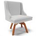Kit 4 Cadeiras Decorativas Sala de Jantar Base Giratória de Madeira Firenze Linho Cinza/Natural G19 - Gran Belo