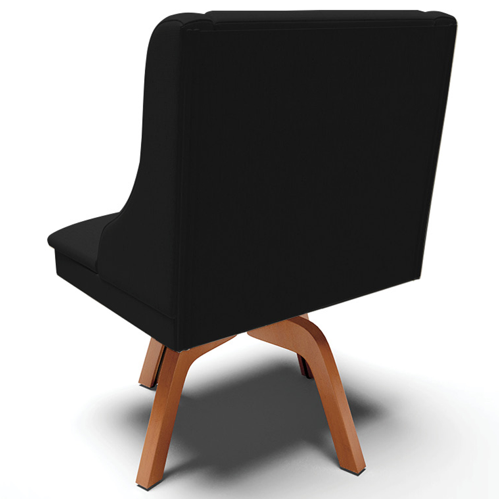 Kit 4 Cadeiras Decorativas Sala de Jantar Base Giratória de Madeira Firenze Linho Preto/Natural G19 - Gran Belo