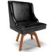 Kit 4 Cadeiras Decorativas Sala de Jantar Base Giratória de Madeira Firenze PU Preto Brilho/Natural G19 - Gran Belo