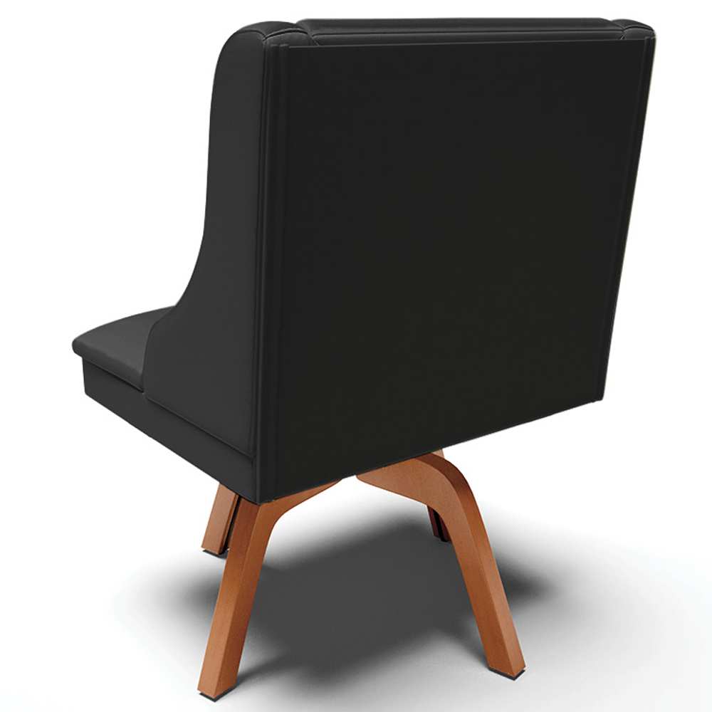 Kit 4 Cadeiras Decorativas Sala de Jantar Base Giratória de Madeira Firenze PU Preto Fosco/Natural G19 - Gran Belo