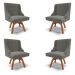Kit 4 Cadeiras Decorativas Sala de Jantar Base Giratória de Madeira Firenze Suede Grafite/Natural G19 - Gran Belo