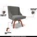Kit 4 Cadeiras Decorativas Sala de Jantar Base Giratória de Madeira Firenze Suede Grafite/Natural G19 - Gran Belo