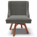Kit 4 Cadeiras Decorativas Sala de Jantar Base Giratória de Madeira Firenze Suede Grafite/Natural G19 - Gran Belo
