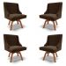 Kit 4 Cadeiras Decorativas Sala de Jantar Base Giratória de Madeira Firenze Suede Marrom/Natural G19 - Gran Belo
