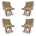 Kit 4 Cadeiras Decorativas Sala de Jantar Base Giratória de Madeira Firenze Suede Nude/Natural G19 - Gran Belo