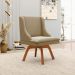 Kit 4 Cadeiras Decorativas Sala de Jantar Base Giratória de Madeira Firenze Suede Nude/Natural G19 - Gran Belo