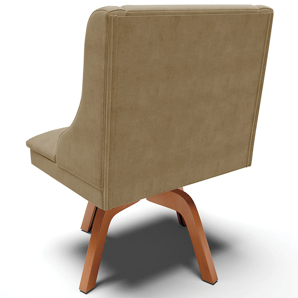 Kit 4 Cadeiras Decorativas Sala de Jantar Base Giratória de Madeira Firenze Suede Nude/Natural G19 - Gran Belo
