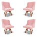 Kit 4 Cadeiras Decorativas Sala de Jantar Base Giratória de Madeira Firenze Suede Rosa Bebê/Natural G19 - Gran Belo